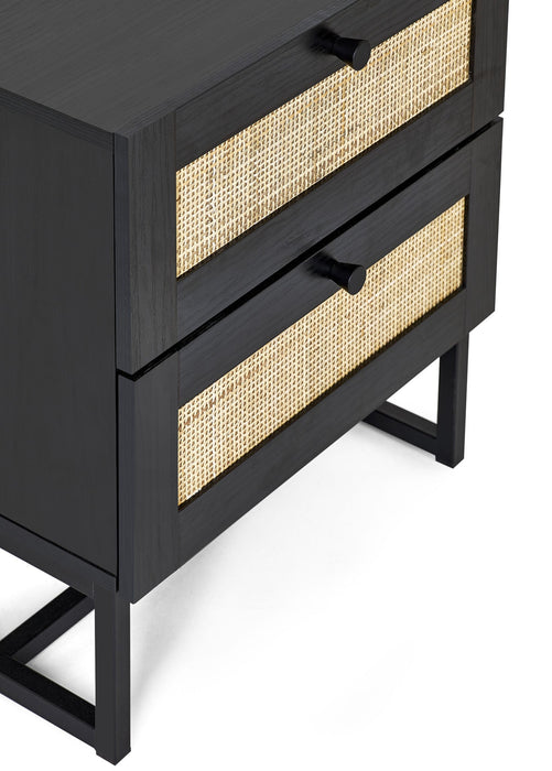 Tribeca 2 Drawer Bedside in Black - Luminex FurnitureBedside TablePAD101