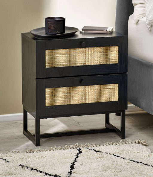 Tribeca 2 Drawer Bedside in Black - Luminex FurnitureBedside TablePAD101