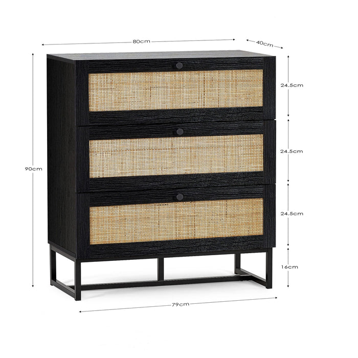 Tribeca 3 Drawer Chest - Black - Luminex FurnitureChest of drawersPAD102