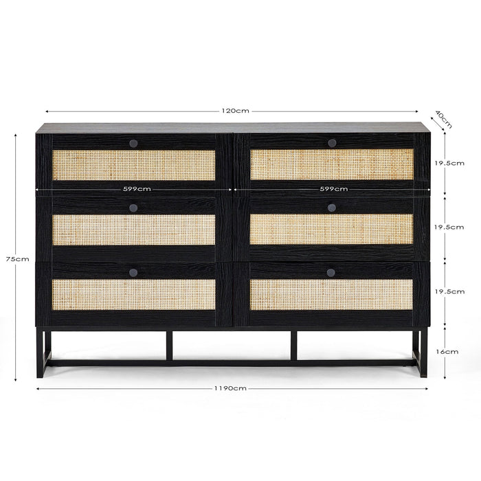 Tribeca 6 Drawer Chest - Black - Luminex FurnitureChest of drawersPAD103