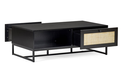 Tribeca Coffee Table – Rattan & Metal | Oak or Black Finish - Luminex FurnitureCoffee TablePAD005