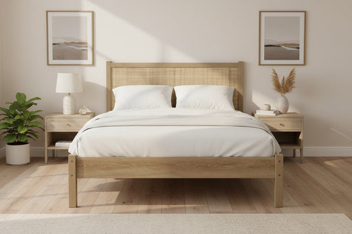 Tribeca Rattan Bed Frame – Black or Oak - Luminex FurnitureWooden BedsPAD009