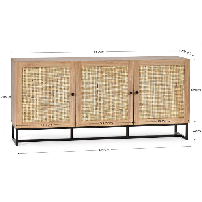 Tribeca Rattan Sideboard – Oak or Black - Luminex FurnitureSideboardPAD007