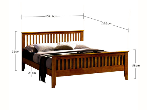 Turin Honey Oak Wooden Bed Frame - Luminex FurnitureBedTUR3