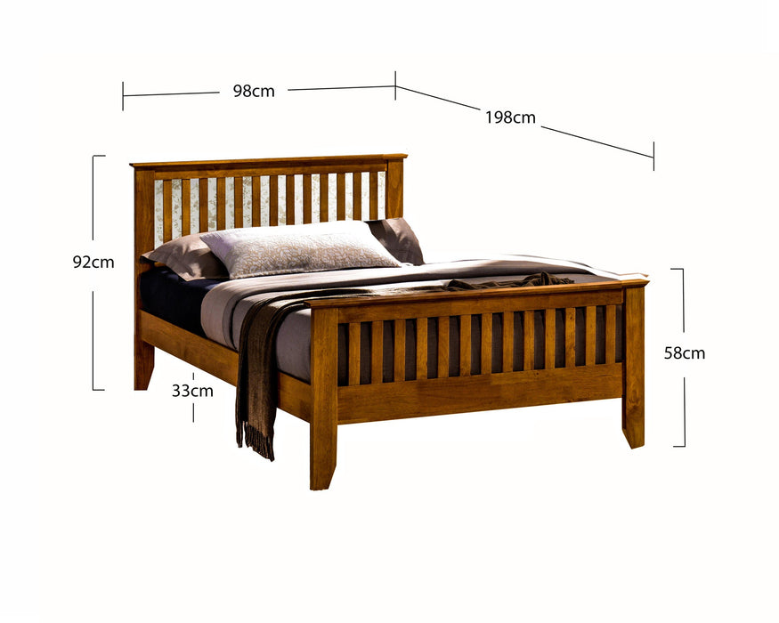 Turin Honey Oak Wooden Bed Frame - Luminex FurnitureBedTUR3