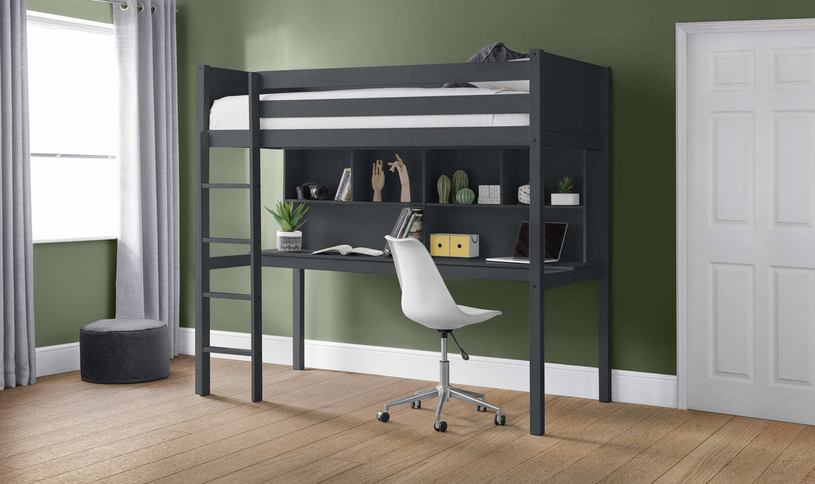 Turnberry High Sleeper Bed with Desk & Storage – Anthracite - Luminex FurnitureHigh SleepersTIT003