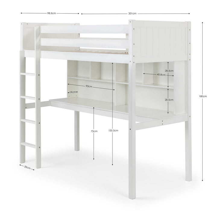 Turnberry High Sleeper Bed with Desk & Storage – Surf White - Luminex FurnitureHigh SleepersTIT001