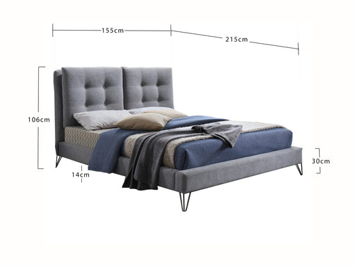 Tuscany Grey Fabric Bed Frame with Padded Headboard - Luminex FurnitureBedTUSC46LGREY