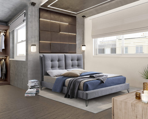 Tuscany Grey Fabric Bed Frame with Padded Headboard - Luminex FurnitureBedTUSC46LGREY
