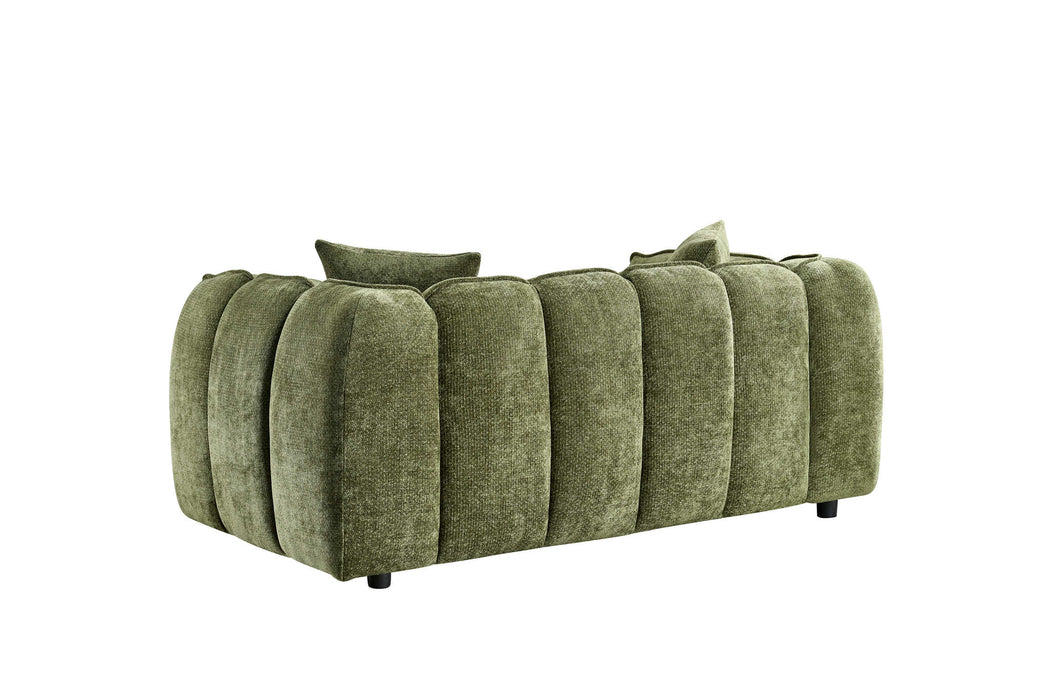 Umbria Olive Green 2 Seater Sofa – Contemporary Channel - Tufted Comfort - Luminex FurnitureSofasvenice_2_str_olive