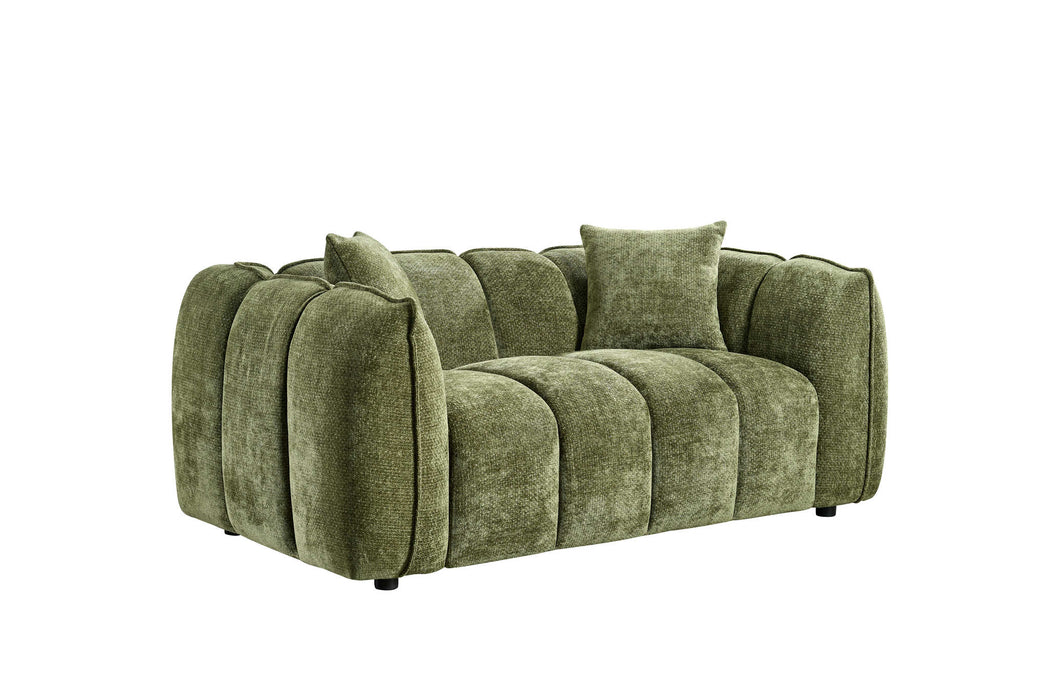 Umbria Olive Green 2 Seater Sofa – Contemporary Channel - Tufted Comfort - Luminex FurnitureSofasvenice_2_str_olive