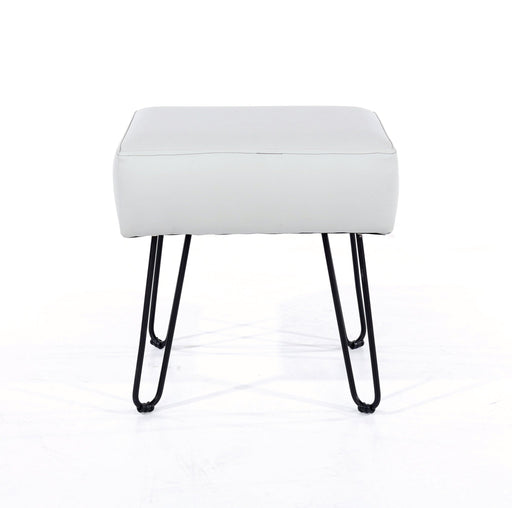 Upholstered Rectangular Stool with Black Metal Legs - Dark Grey - LuminexFurnitureStoolSTL - 6G