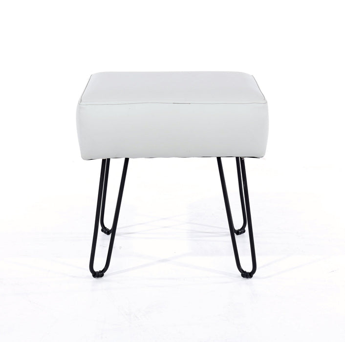 Upholstered Rectangular Stool with Black Metal Legs - Dark Grey - LuminexFurnitureStoolSTL - 6G