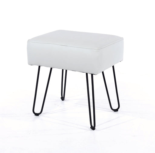 Upholstered Rectangular Stool with Black Metal Legs - Dark Grey - LuminexFurnitureStoolSTL - 6G