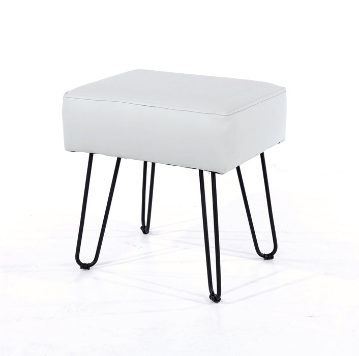 Upholstered Rectangular Stool with Black Metal Legs - Dark Grey - LuminexFurnitureStoolSTL - 6G