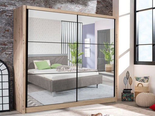 Valentin Artisan Oak Full Mirrored Sliding Door Wardrobe - Luminex FurnitureWall Shelves3424