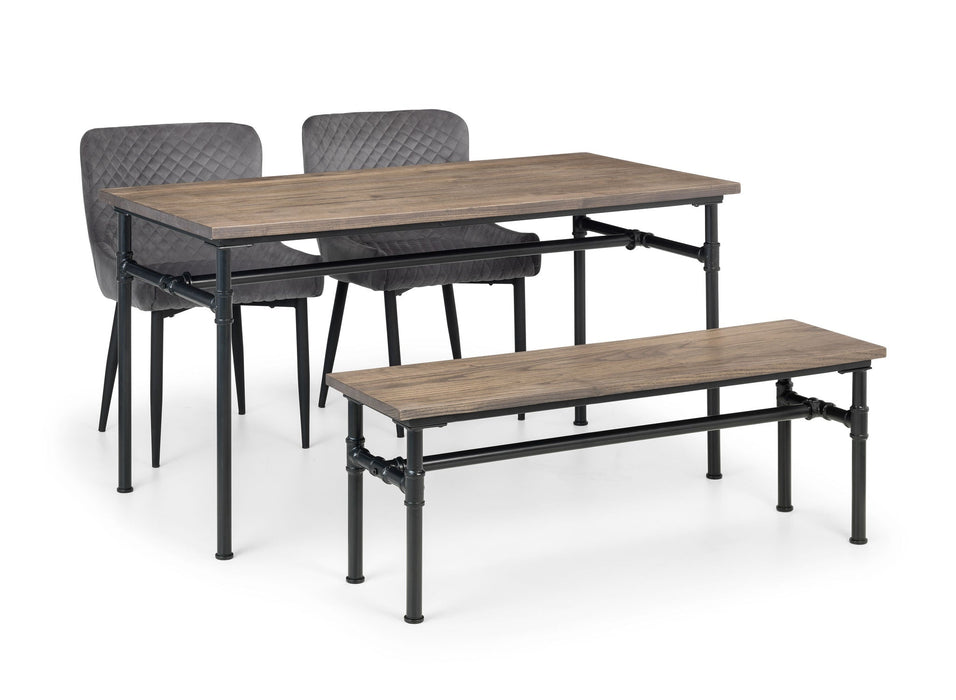 Valentina Dining Table, Bench & 2 Blue Velvet Chairs - Luminex FurnitureDining SetCAR517