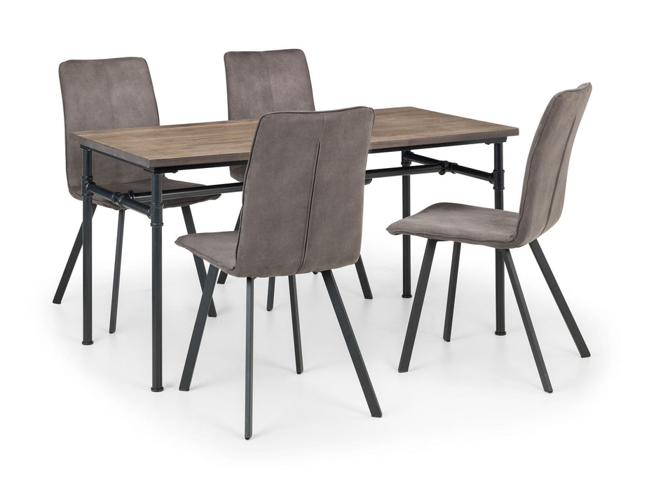 Valentina Elm Dining Table & 4 Grey Alina Chairs Set - Luminex FurnitureDining SetCAR514