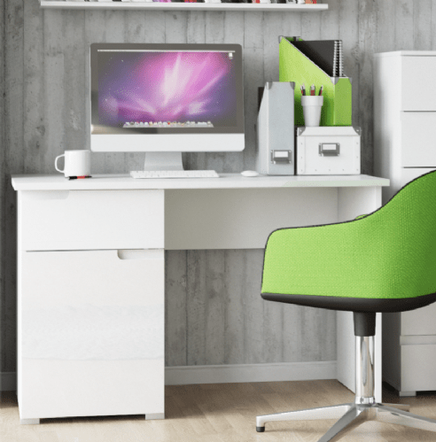 Valenzo White Gloss Computer Desk with Device Holder - Luminex FurnitureDesk2619
