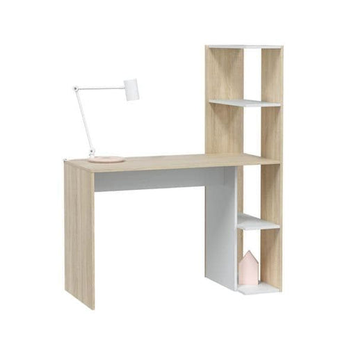 Valenzo White & Oak Effect Desk with Bookcase - Luminex FurnitureDesk3243