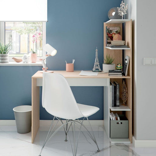 Valenzo White & Oak Effect Desk with Bookcase - Luminex FurnitureDesk3243