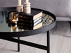 Varden Mirror Glass Coffee Table – Black Metal Frame - Luminex FurnitureCoffee TableFRA001