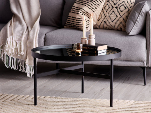Varden Mirror Glass Coffee Table – Black Metal Frame - Luminex FurnitureCoffee TableFRA001