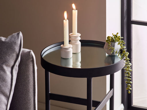 Varden Mirror Glass Lamp Table – Black Frame - Luminex FurnitureLamp TableFRA002