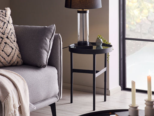 Varden Mirror Glass Lamp Table – Black Frame - Luminex FurnitureLamp TableFRA002