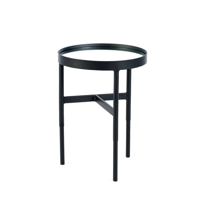 Varden Mirror Glass Lamp Table – Black Frame - Luminex FurnitureLamp TableFRA002