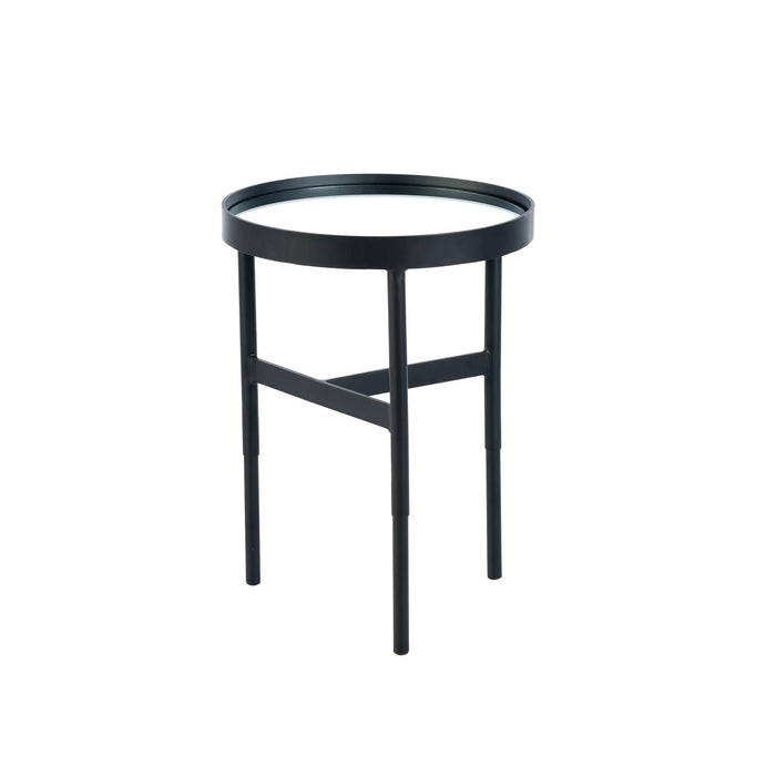 Varden Mirror Glass Lamp Table – Black Frame - Luminex FurnitureLamp TableFRA002