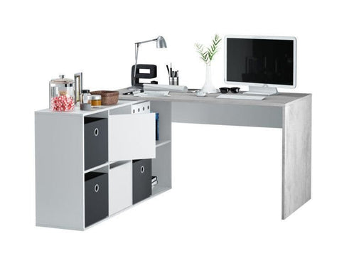 Varenna White & Concrete Grey Flexi Corner Office Desk - Luminex FurnitureDesk3029