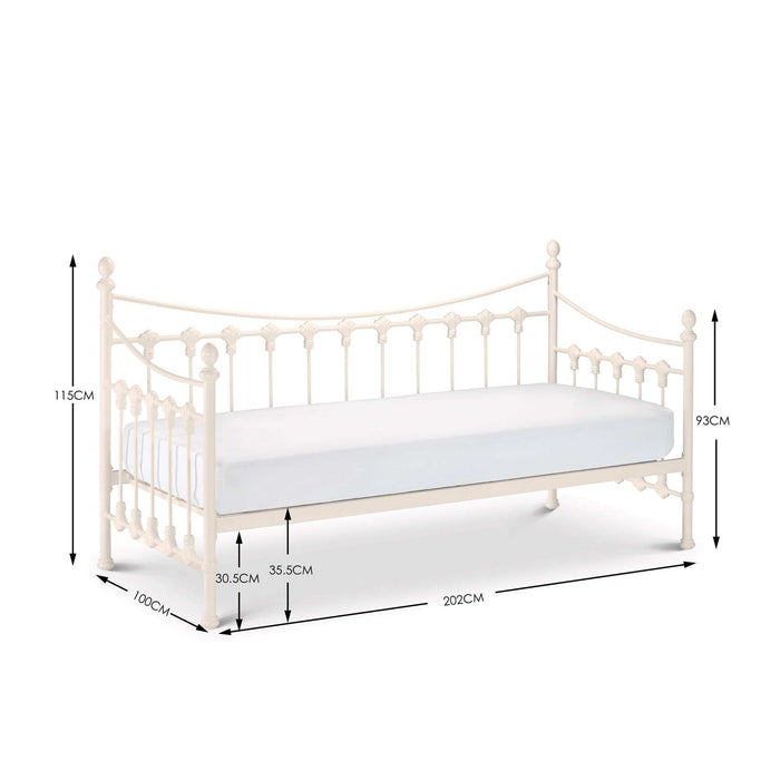Vassall Day Bed with Trundle – Stone White Metal Guest Bed - Luminex FurnitureDay BedsVER004