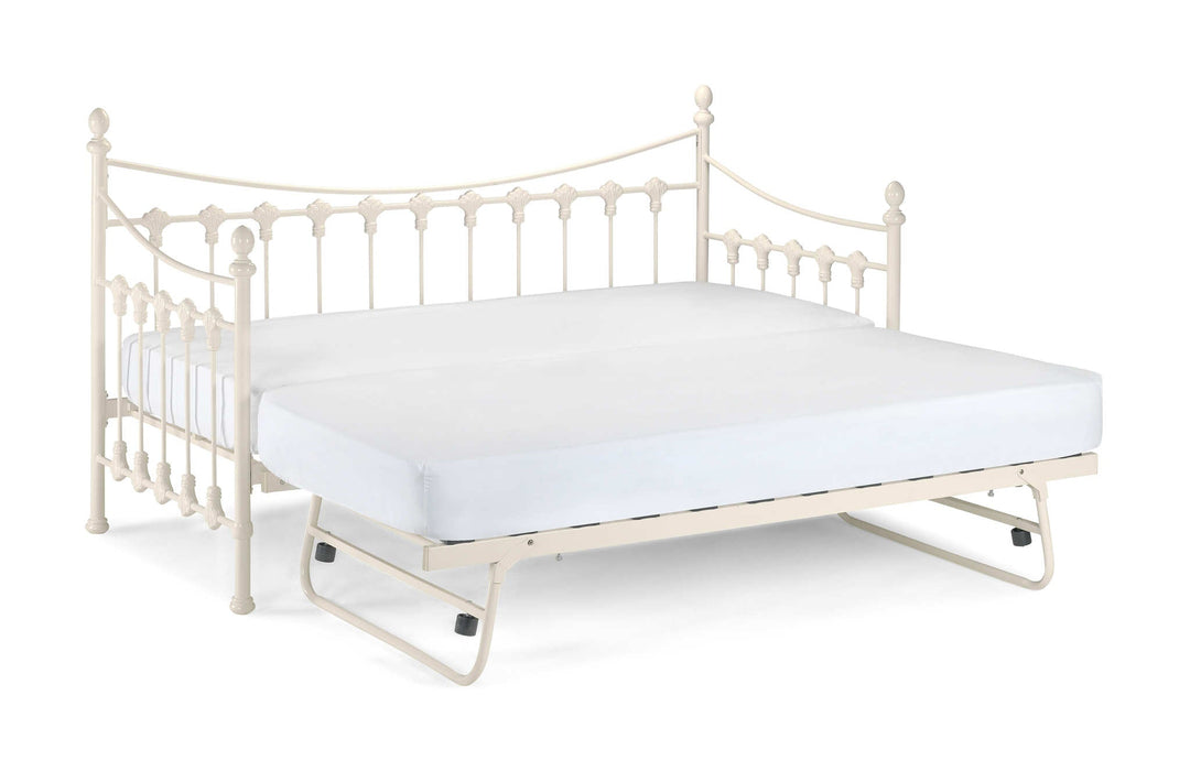 Vassall Day Bed with Trundle – Stone White Metal Guest Bed - Luminex FurnitureDay BedsVER004