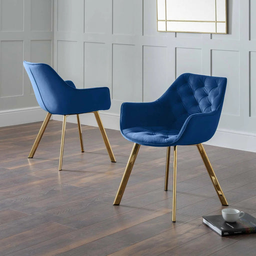 Veline Blue Velvet Dining Chairs – Set of 2 - Luminex FurnitureChairsLOR004