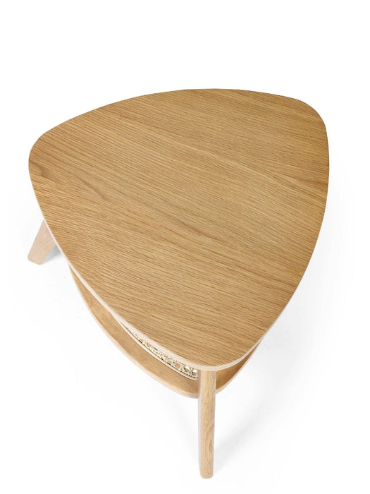 Veneto Oak Triangular Side Table with Shelf - Luminex FurnitureLamp TableVER005