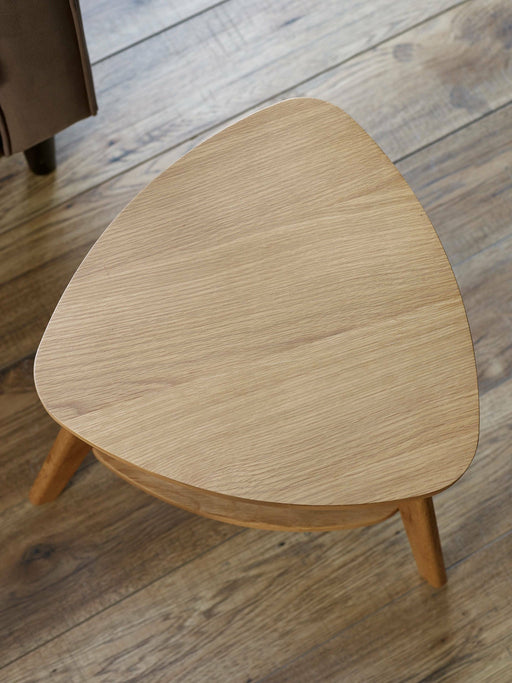 Veneto Oak Triangular Side Table with Shelf - Luminex FurnitureLamp TableVER005