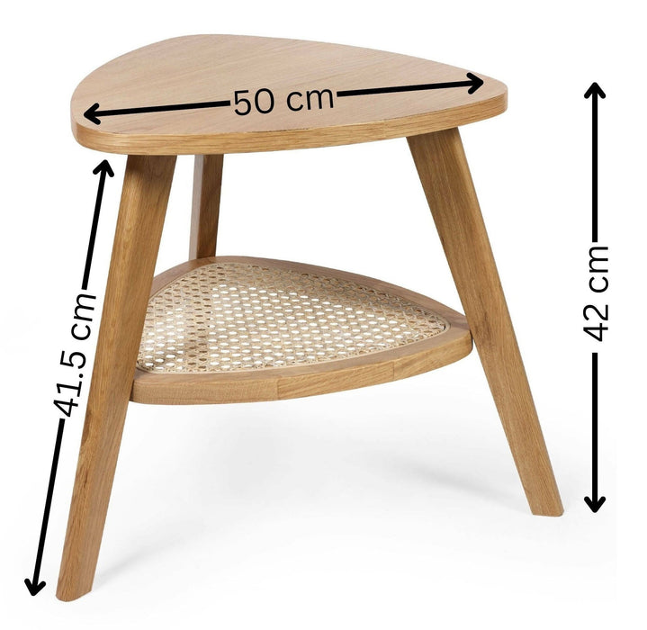 Veneto Oak Triangular Side Table with Shelf - Luminex FurnitureLamp TableVER005