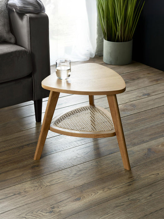 Veneto Oak Triangular Side Table with Shelf - Luminex FurnitureLamp TableVER005