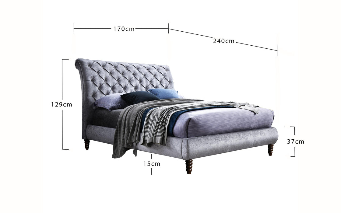 Venice Bed Grey Fabric - Luminex FurnitureBedVENI46GREY