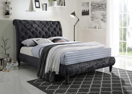 Venice Dark Grey Velvet Bed Frame - Luminex FurnitureBedVENI46BLACK