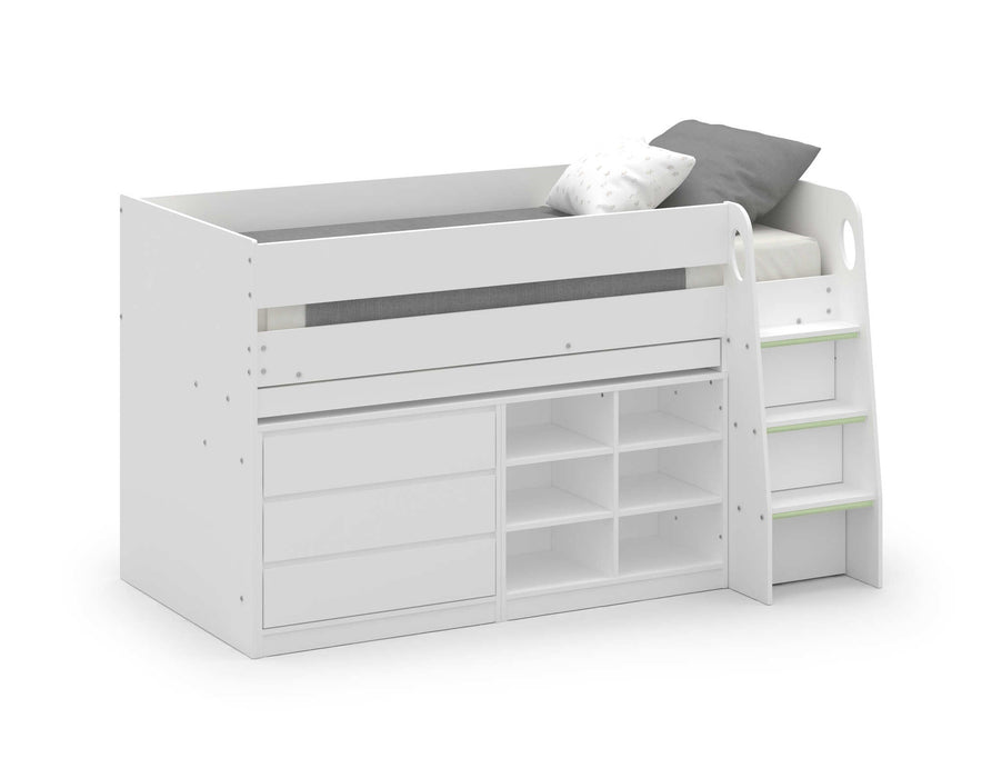 Ventnor Mid Sleeper Bed with Storage & Desk – White - Luminex FurnitureMid SleepersVES001