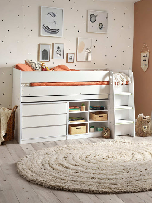 Ventnor Mid Sleeper Bed with Storage & Desk – White - Luminex FurnitureMid SleepersVES001