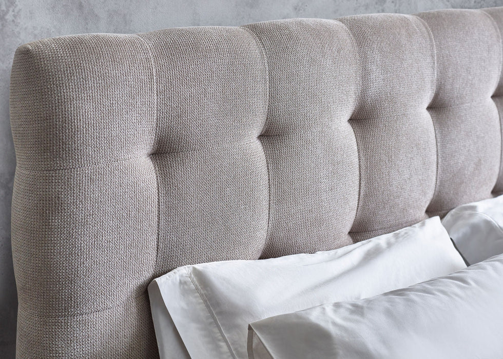 Verity Bed with Tufted Headboard - Light Taupe - Luminex FurnitureFabric BedsODE001