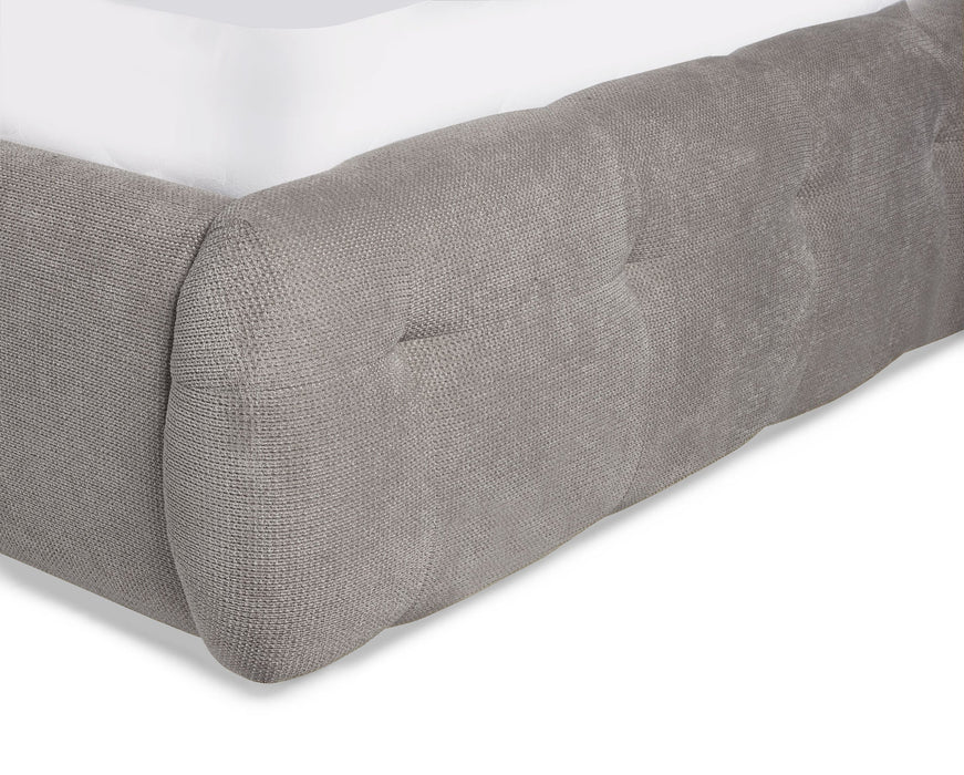 Verity Bed with Tufted Headboard - Light Taupe - Luminex FurnitureFabric BedsODE001