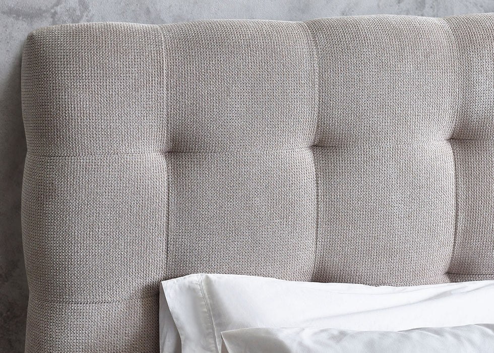 Verity Bed with Tufted Headboard - Light Taupe - Luminex FurnitureFabric BedsODE001