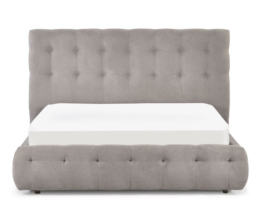 Verity Bed with Tufted Headboard - Light Taupe - Luminex FurnitureFabric BedsODE001
