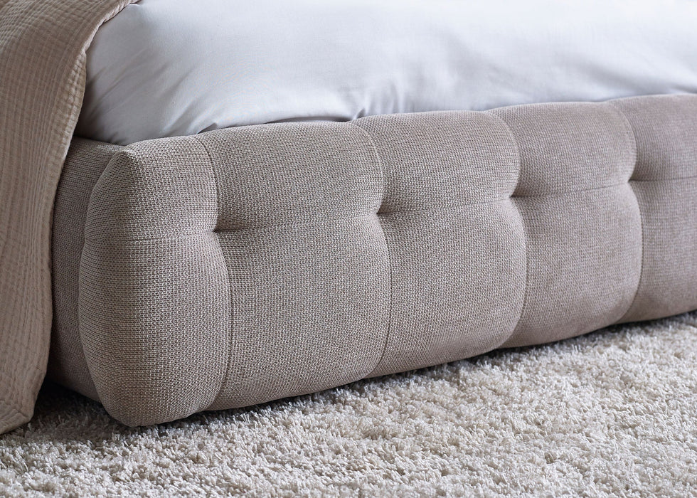 Verity Bed with Tufted Headboard - Light Taupe - Luminex FurnitureFabric BedsODE001