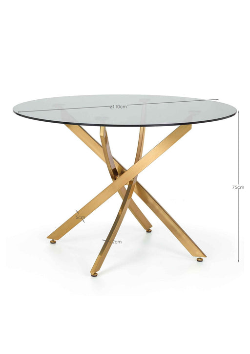 Veronica Round Dining Table – Gold & Glass - Luminex FurnitureDining TableMON120