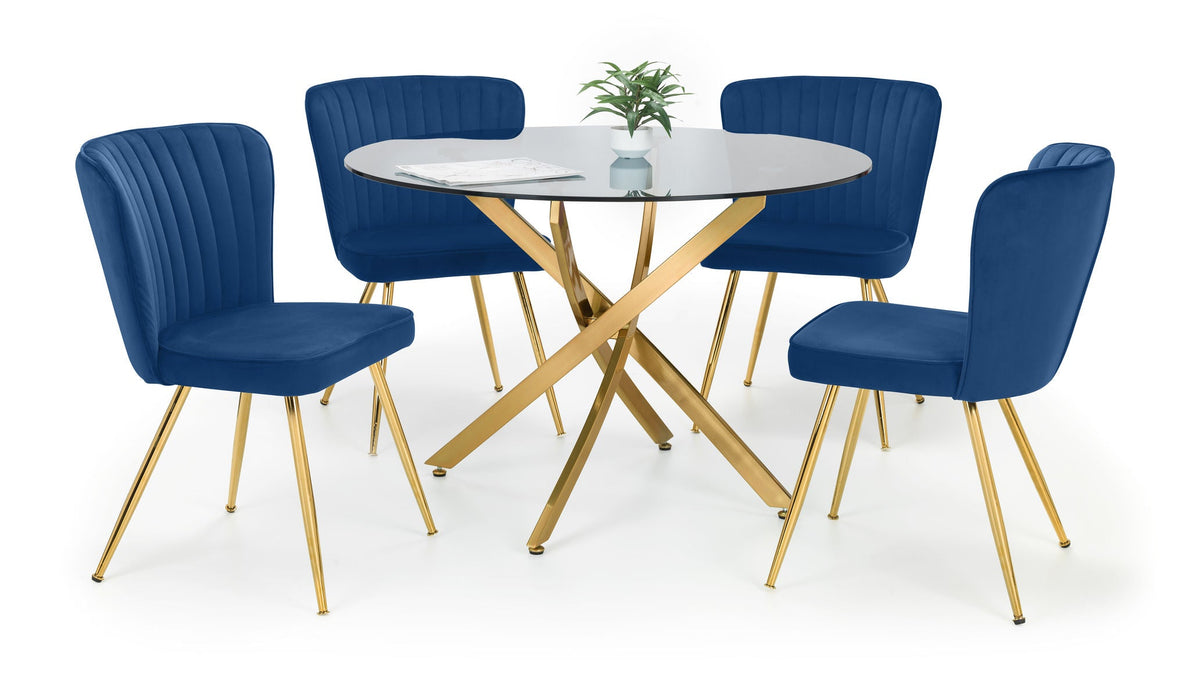 Veronica Round Dining Table – Gold & Glass - Luminex FurnitureDining TableMON120